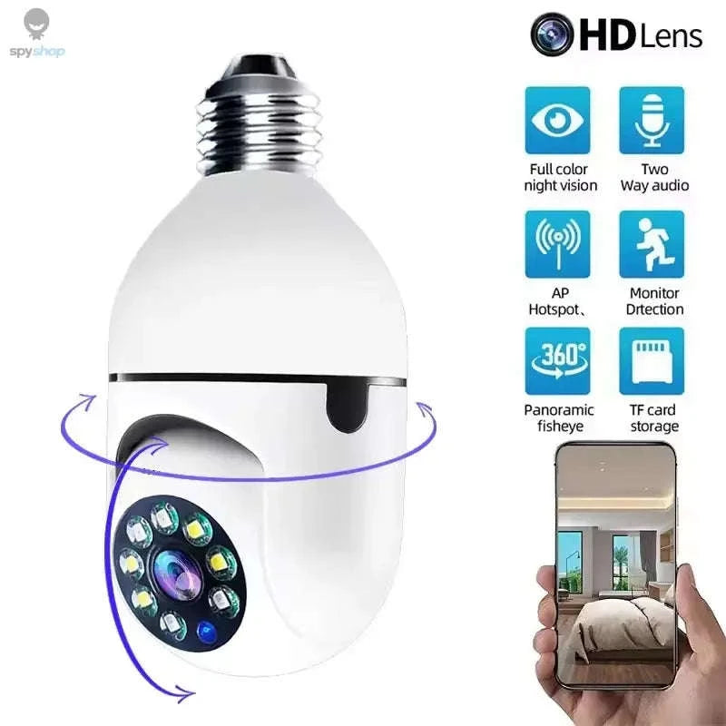E27 Surveillance Camera – Full-Color Night Vision, AI Tracking, Indoor WiFi Security-Default Title