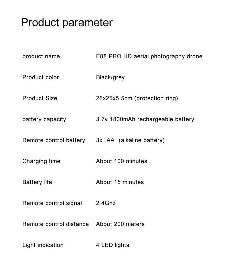 E88 Pro Drone with Dual Camera and Optical Flow-Gray-Two Camera