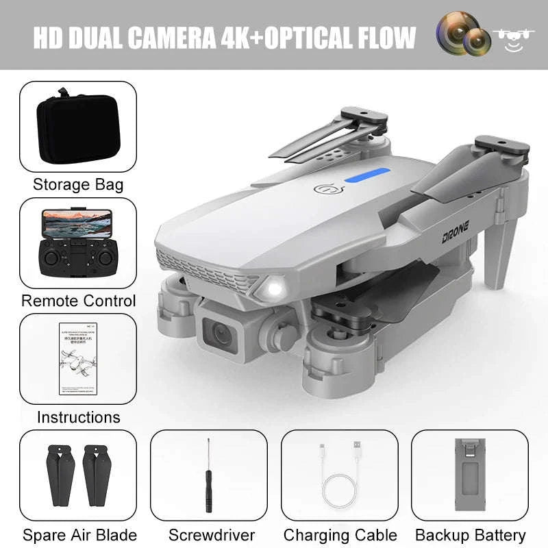 E88 Pro Drone with Dual Camera and Optical Flow-Gray-Two Camera