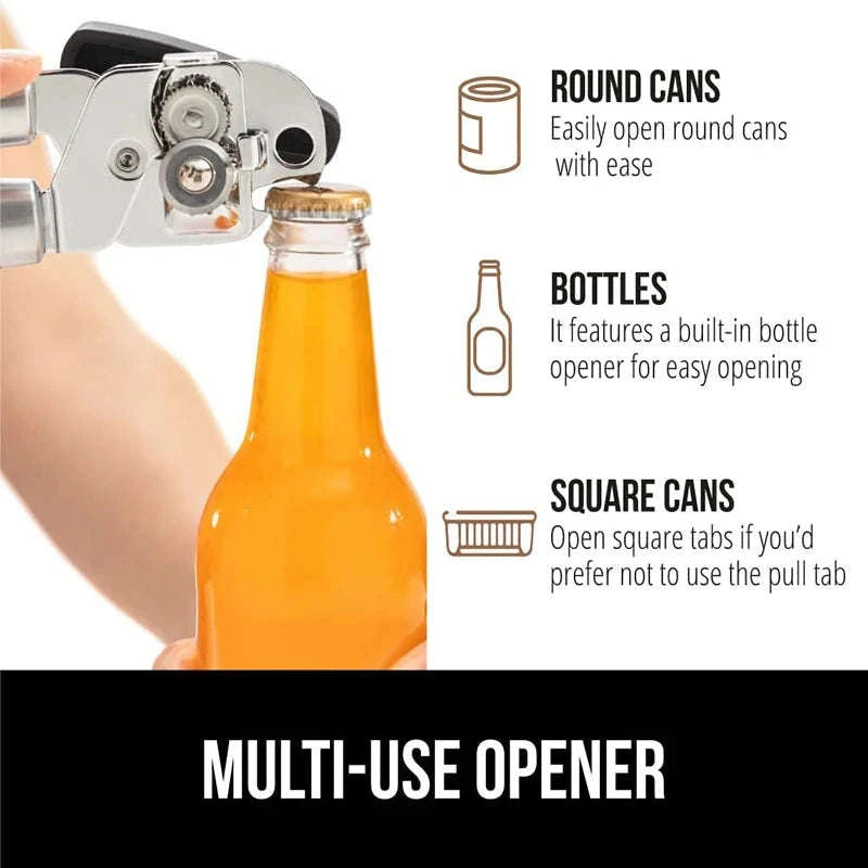 Easy-Grip Can Opener with Smooth Edge Cut for Effortless Opening-Silver / United States