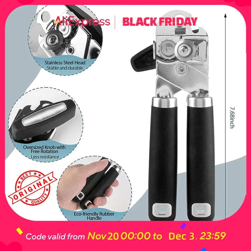 Easy-Grip Can Opener with Smooth Edge Cut for Effortless Opening-Silver / United States