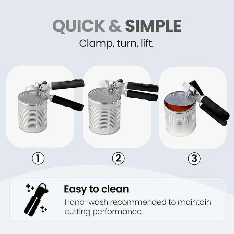 Easy-Grip Can Opener with Smooth Edge Cut for Effortless Opening-Silver / United States