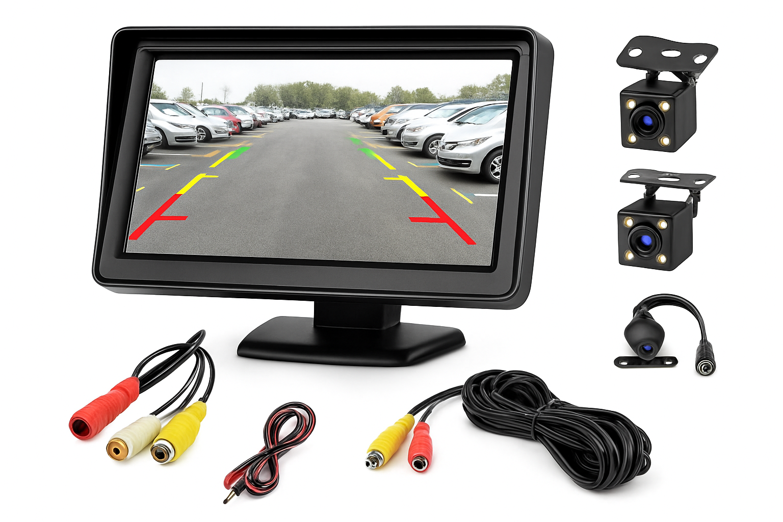 Instalação Fácil Ecrã de Monitor de Câmara de Visão Traseira de 4,3 Polegadas Câmara de Recuo para Estacionamento de Carro Sistema de Estacionamento Câmara para Veículo
