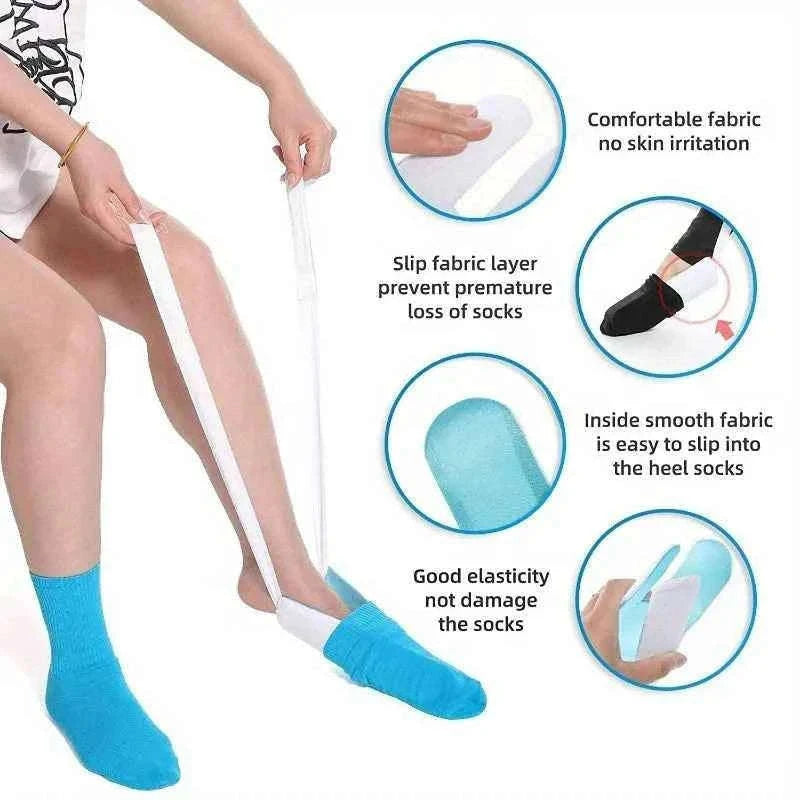 Easy-On Sock Aid Tool with Ergonomic Handle-GRAY