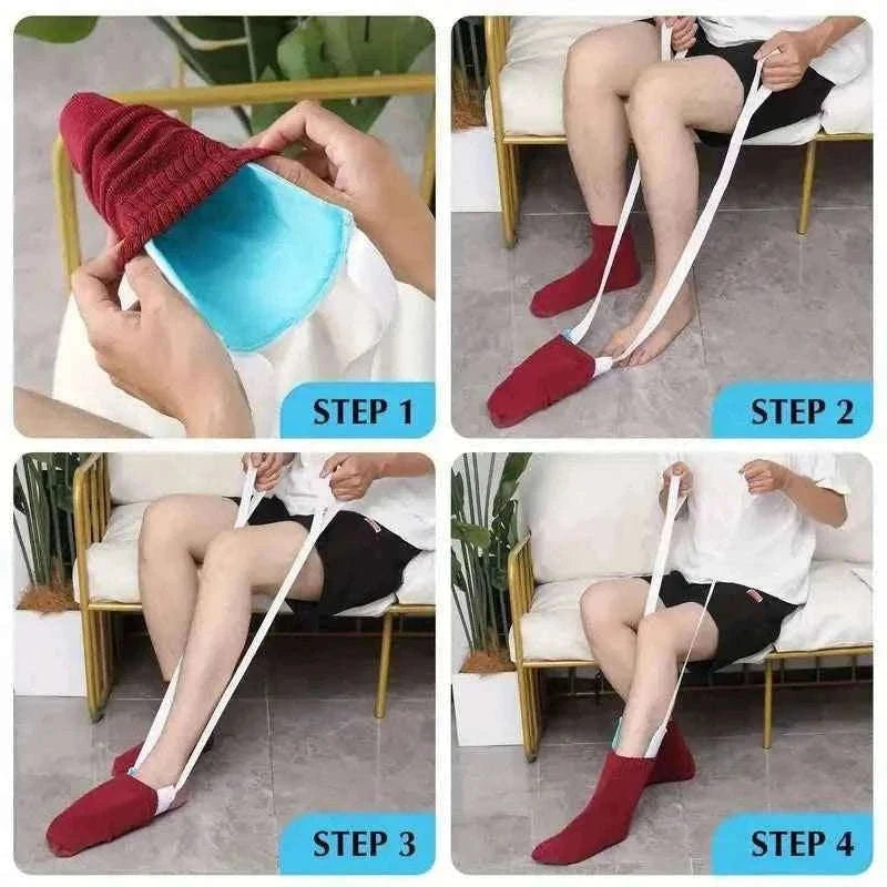 Easy-On Sock Aid Tool with Ergonomic Handle-GRAY