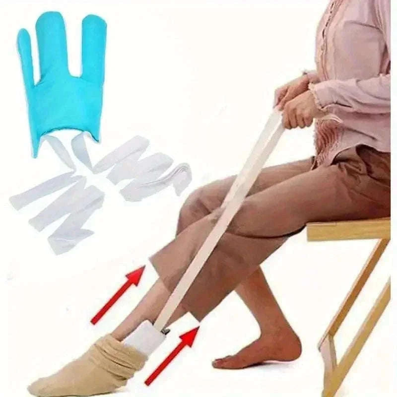 Easy-On Sock Aid Tool with Ergonomic Handle-GRAY