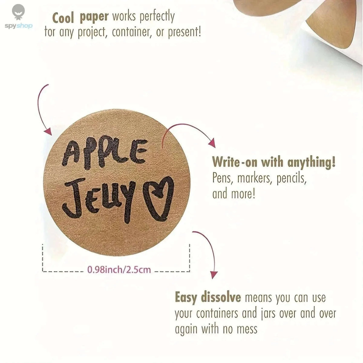 Eco-Craft Kraft Labels, 500 Round Stickers for Jars and Gifts-1 roll