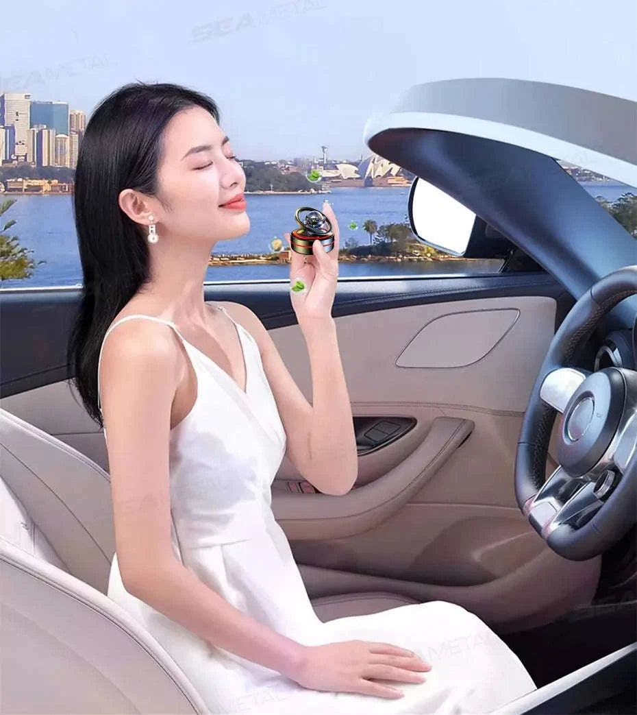 Eco-Friendly Solar Car Air Freshener with Automatic Rotation-Lemon