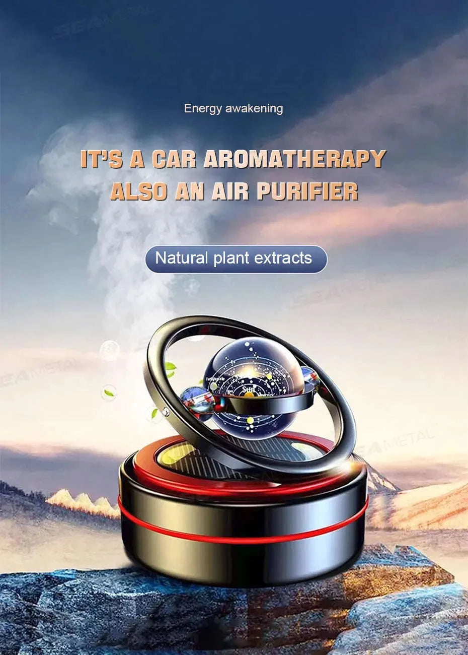 Eco-Friendly Solar Car Air Freshener with Automatic Rotation-Lemon