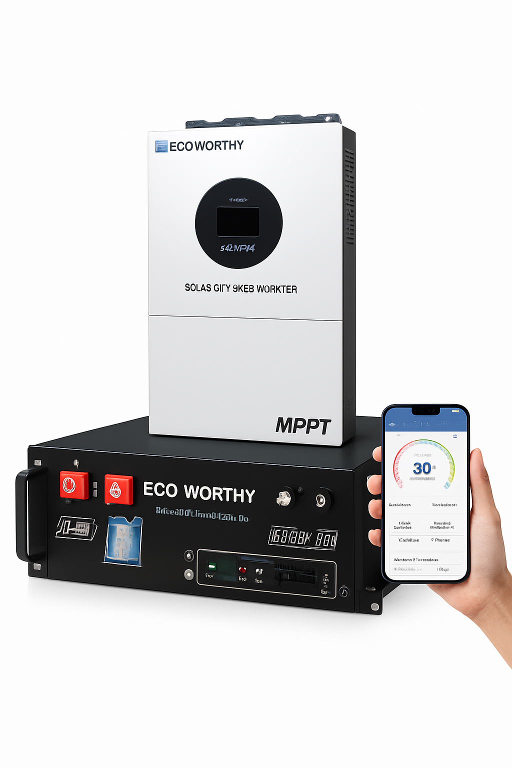 5.12kWh 48V 100Ah LiFePO4 Battery with 6kW Off-Grid Inverter