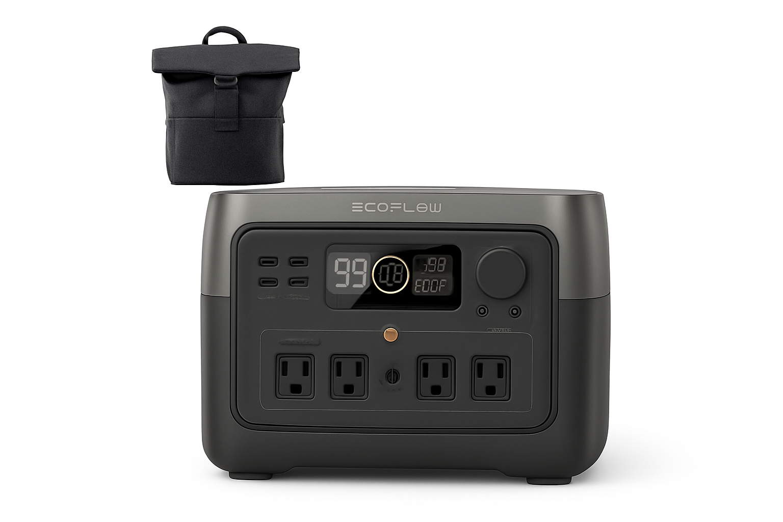 ECOFLOW Portable Power Station RIVER 2 Max 500 with Bag, 499Wh LiFePO4 Battery/ 1 Hour Fast Charging, Up To 1000W Output