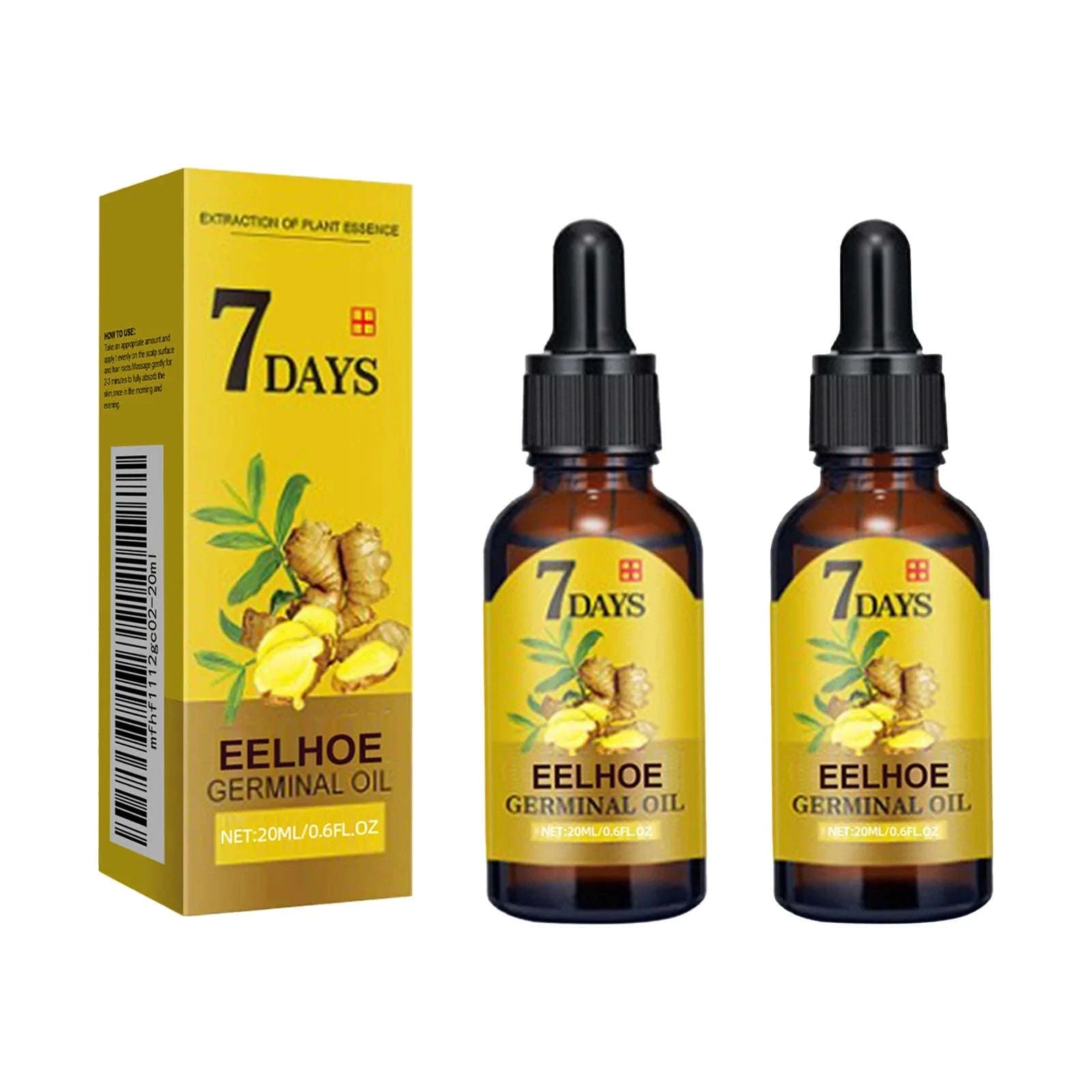 EELHOE 20ml Ginger Hair Growth Oil Strengthening Scalp Nourishing Hair Roots Anti Loss Fuller Care Hairs Essence for Women Men-1 Pc / United States