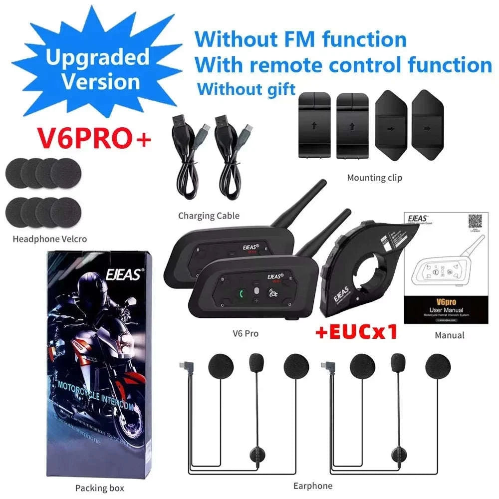 EJEAS V6 Pro+ Motorcycle Helmet Intercom Bluetooth Headset-Single Pack / spain