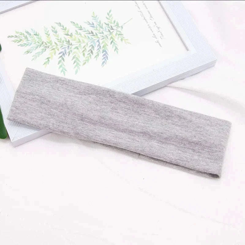 Elastic Cotton HairBand for Secure, Comfortable All-Day Hold-Light Grey