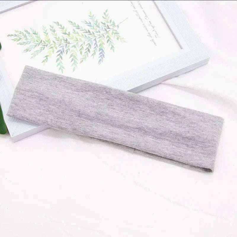 Elastic Cotton HairBand for Secure, Comfortable All-Day Hold-Light Grey