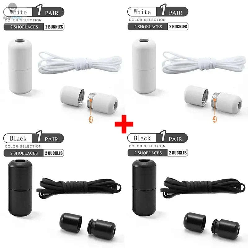 Elastic No Tie Shoelaces – Effortless Fit for Kids and Adults-16 Pairs White / 100cm