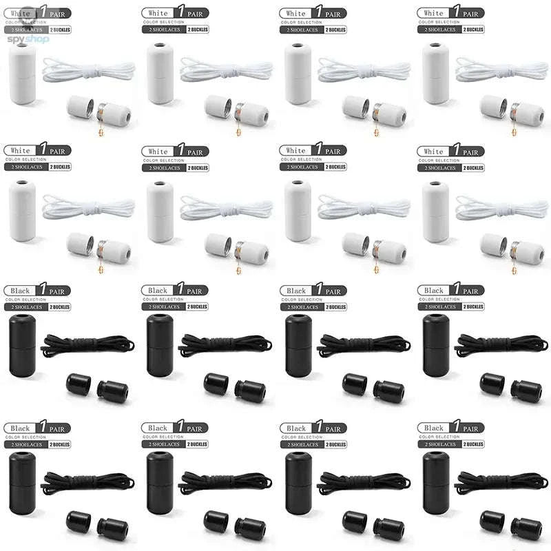 Elastic No Tie Shoelaces – Effortless Fit for Kids and Adults-16 Pairs White / 100cm