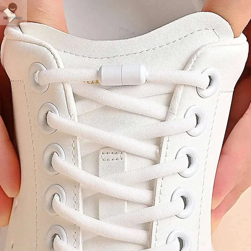 Elastic No Tie Shoelaces for Kids and Adults-16 Pairs White / 100cm