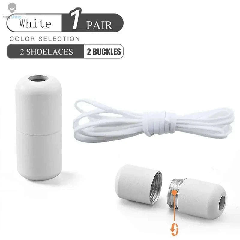 Elastic No Tie Shoelaces for Kids and Adults-16 Pairs White / 100cm