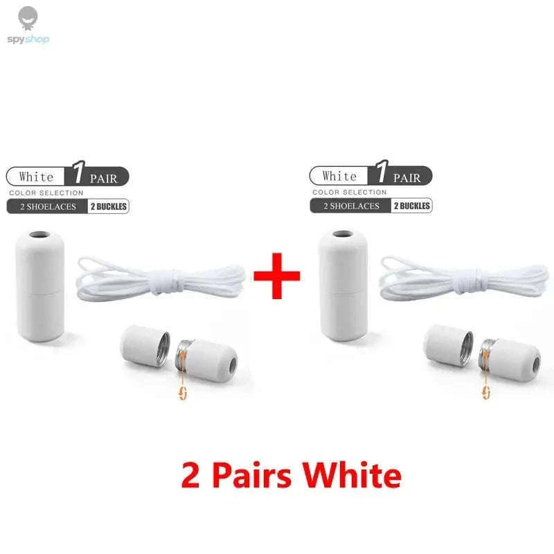 Elastic No Tie Shoelaces for Kids and Adults-16 Pairs White / 100cm