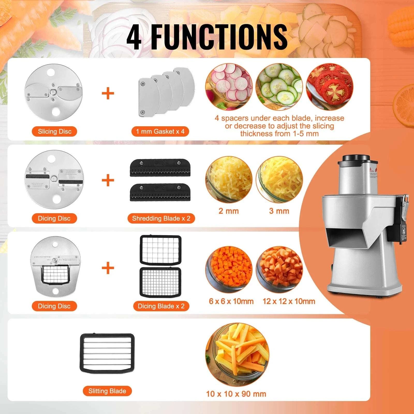 Electric 4-in-1 Vegetable Slicer for Fast Slicing, Dicing & Shredding-Vegetable Slicer / United States