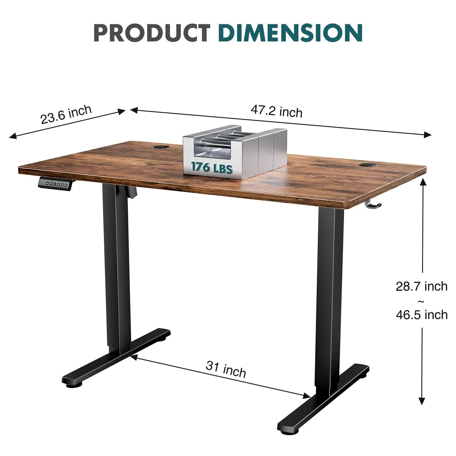 Electric Adjustable Standing Desk with Memory Height Control-48IN Rust / United States