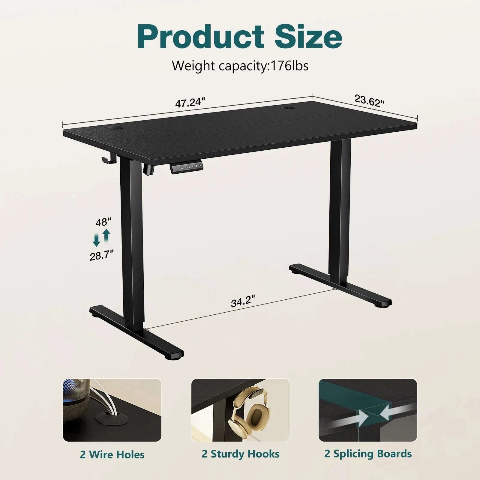 Electric Adjustable Standing Desk with Memory Height Control-48IN Rust / United States