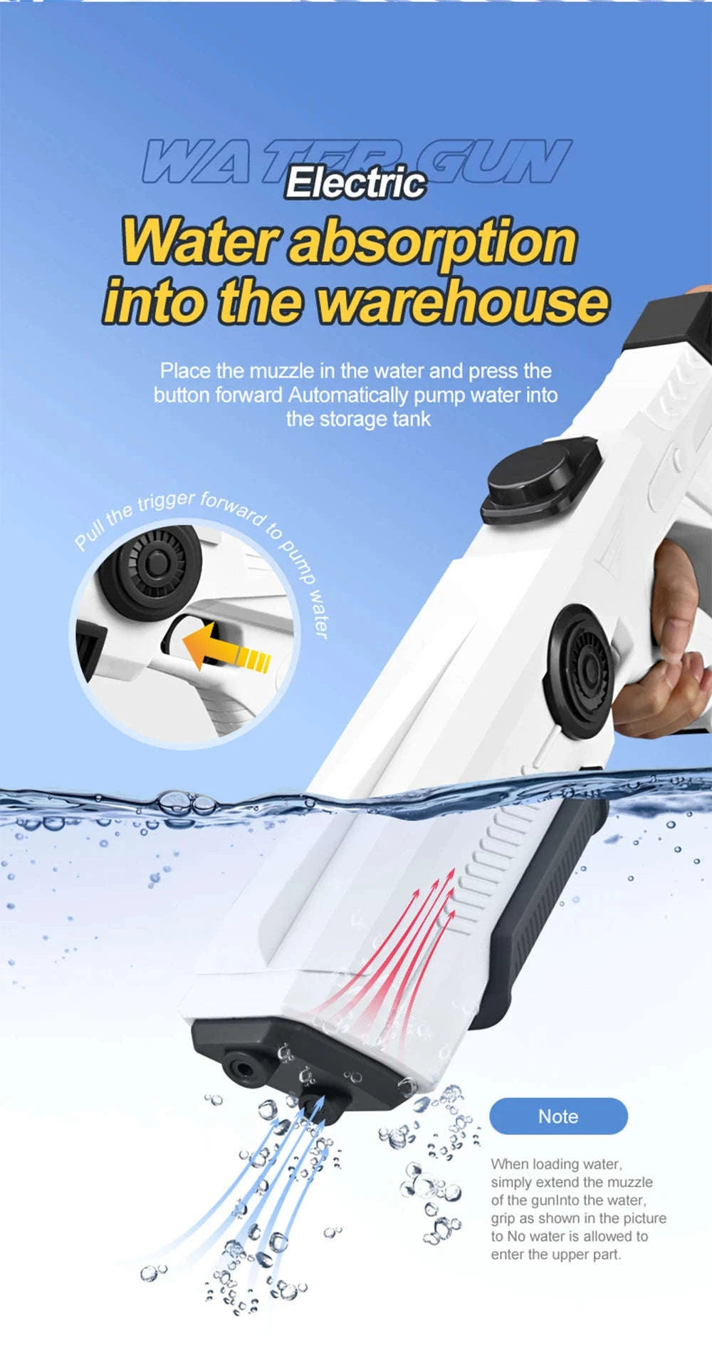 Electric Automatic Water Gun Toy-Blue