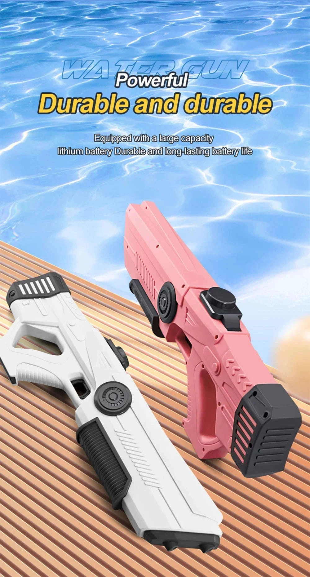 Electric Automatic Water Gun Toy for Fast Outdoor Water Battles-WHITE