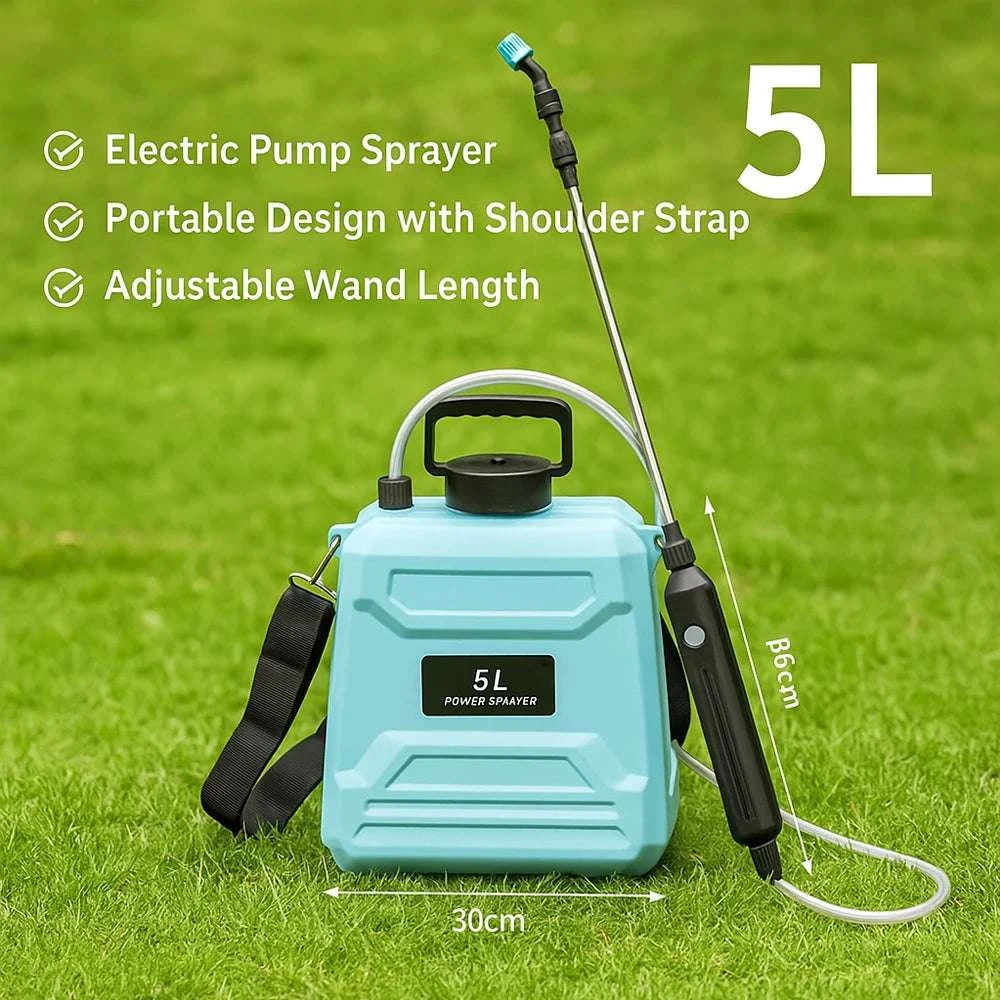 Electric Backpack Garden Sprayer 5L/8L with Adjustable Nozzles-5L-green