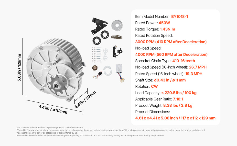 SucceBuy 450W Electric Brushed DC Motor Kit 36V 3000rpm Motor w/ Speed Controller Thumb Throttle Kit for Go Karts E-Bike Scooter