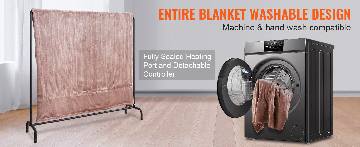 VEVOR Elektrische Heizdecke Wärmende Decke 100" x 90" Königskingsgröße Weiche Flanell-Heizdecke mit 10-Stunden-Timer Auto-Aus & 5 Heizstufen