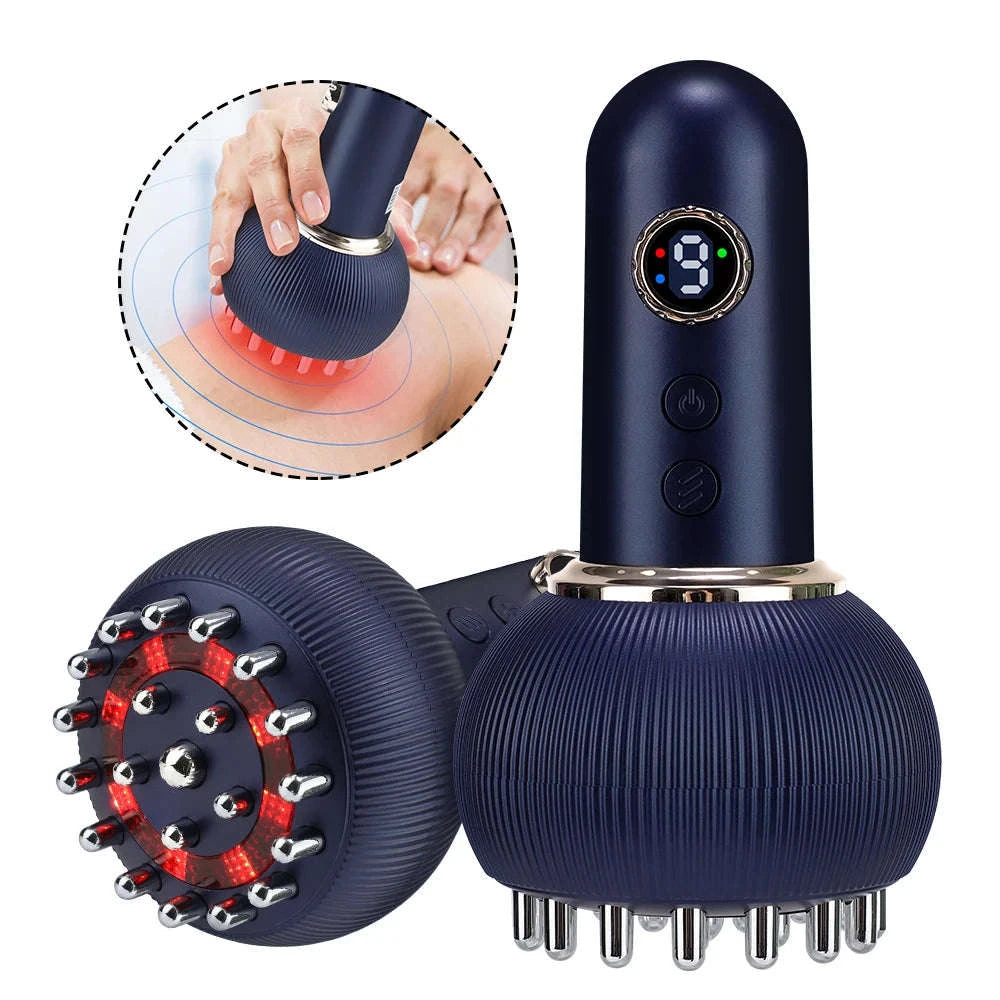 Electric Body Massage Brush with Heat, Microcurrent & Red Light-Blue / UNITED KINGDOM
