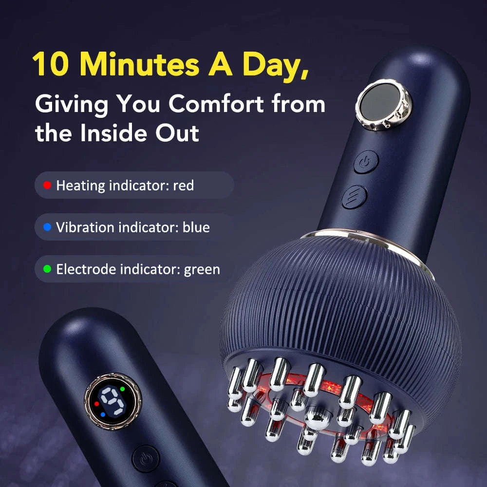 Electric Body Massage Brush with Heat, Microcurrent & Red Light-Blue / UNITED KINGDOM