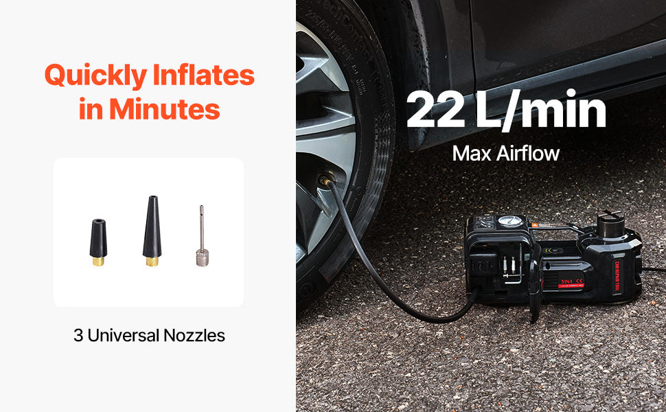 5T Electric Car Jack Kit with Impact Wrench, LED & Inflator