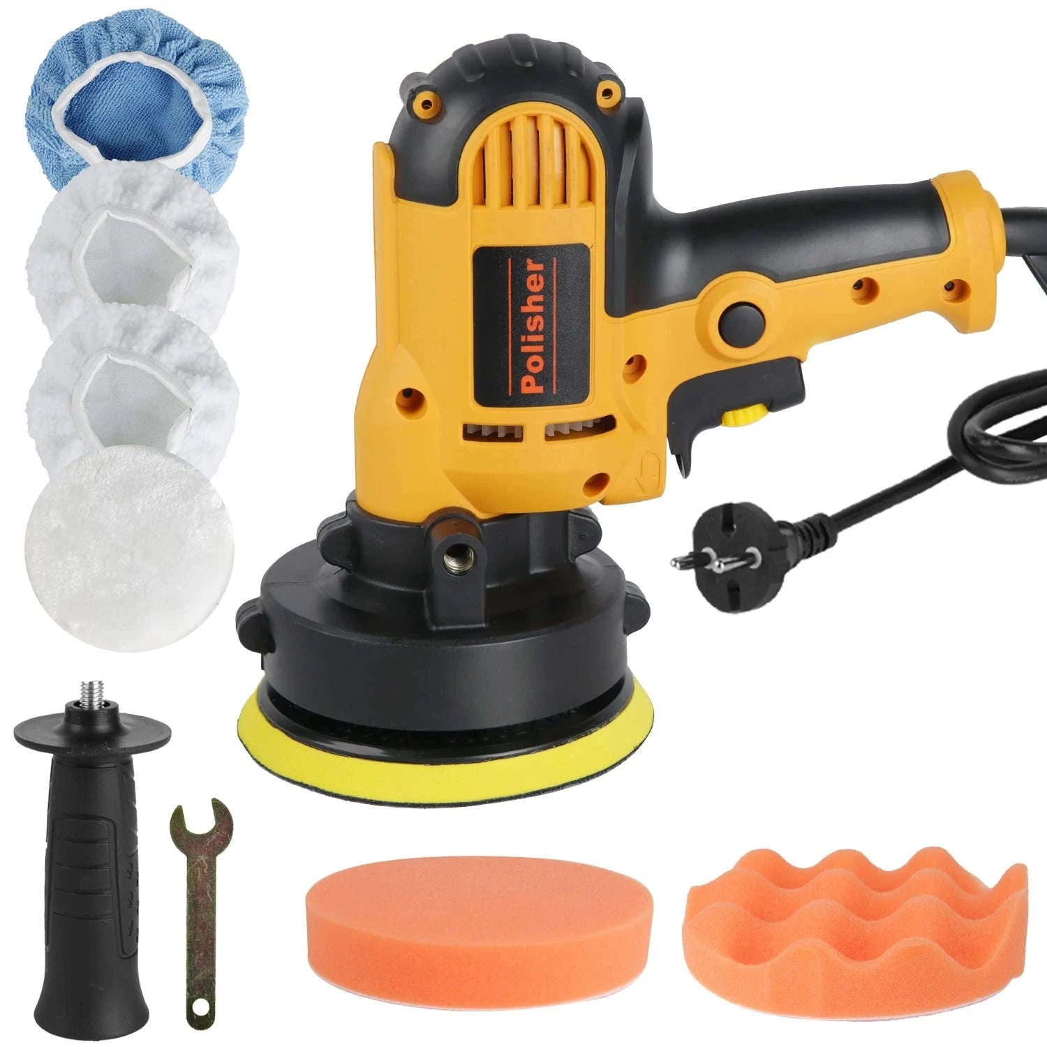 Electric Car Polisher 700W Rotary Buffer 6-Speed 125mm Kit-Orange / france / EU