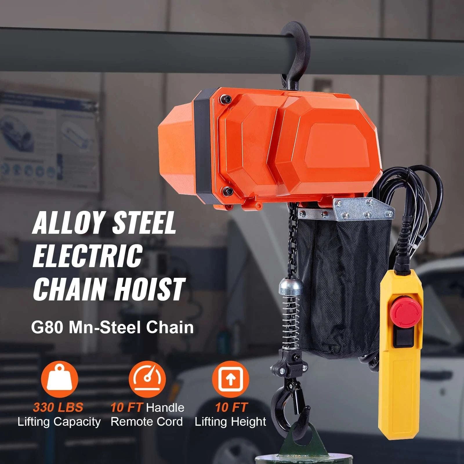 Electric Chain Hoist Crane with Trolley for Garage Lifting 330–2200 lbs-2200lbs / United States