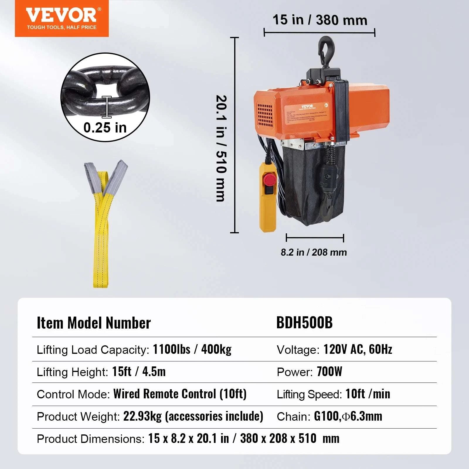 Electric Chain Hoist Crane with Trolley for Garage Lifting 330–2200 lbs-2200lbs / United States