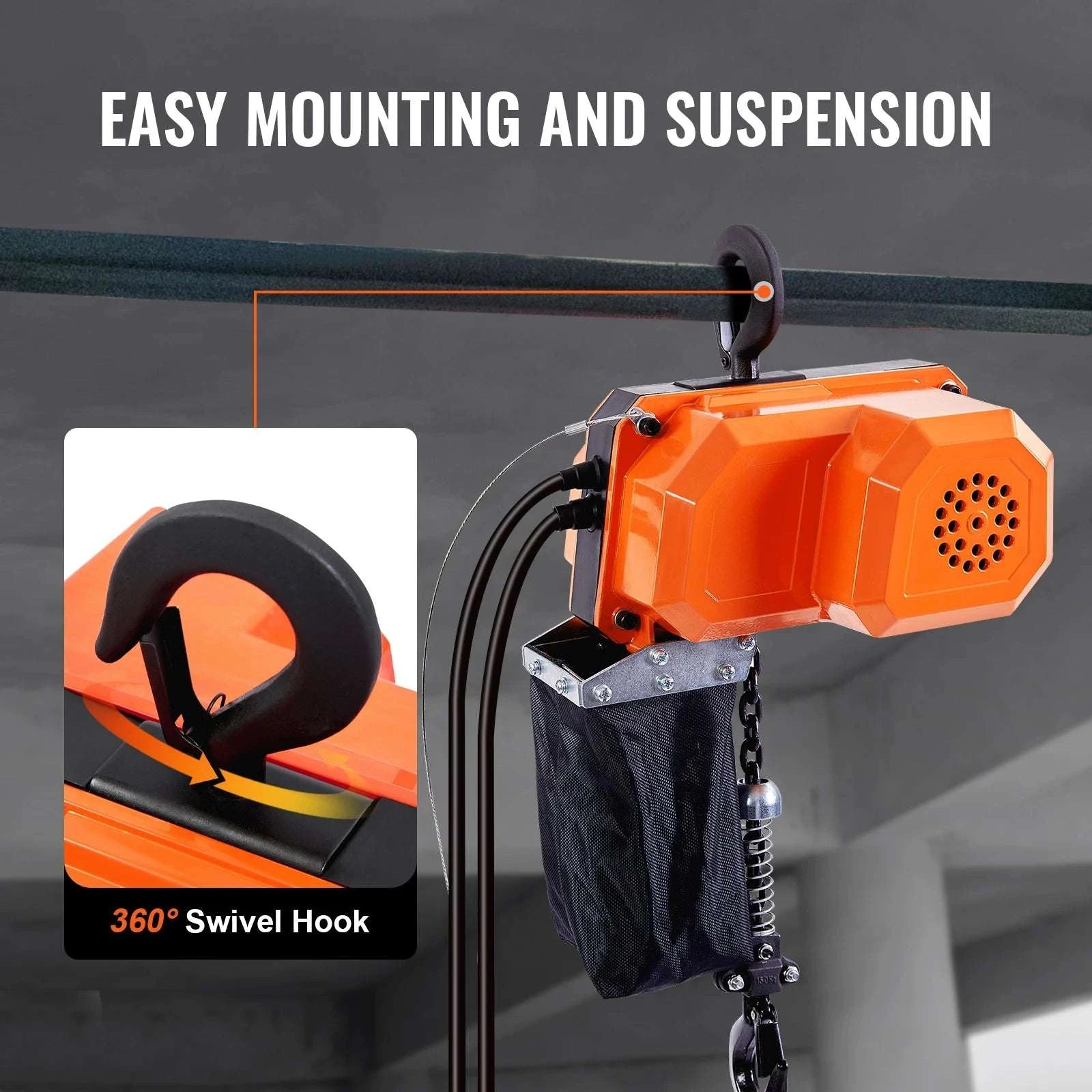 Electric Chain Hoist Crane with Trolley for Garage Lifting 330–2200 lbs-2200lbs / United States