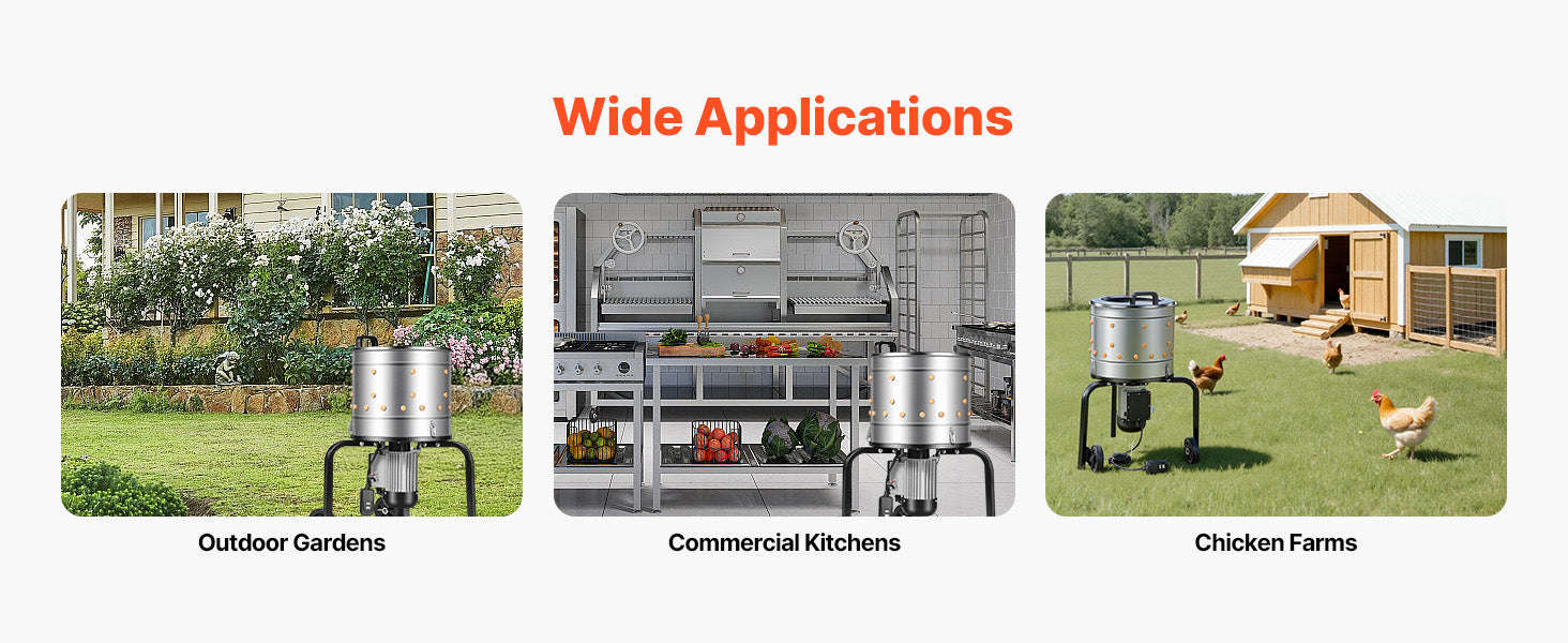 Electric Chicken Plucker Machine with Soft Fingers and Transport Wheels-550W / france