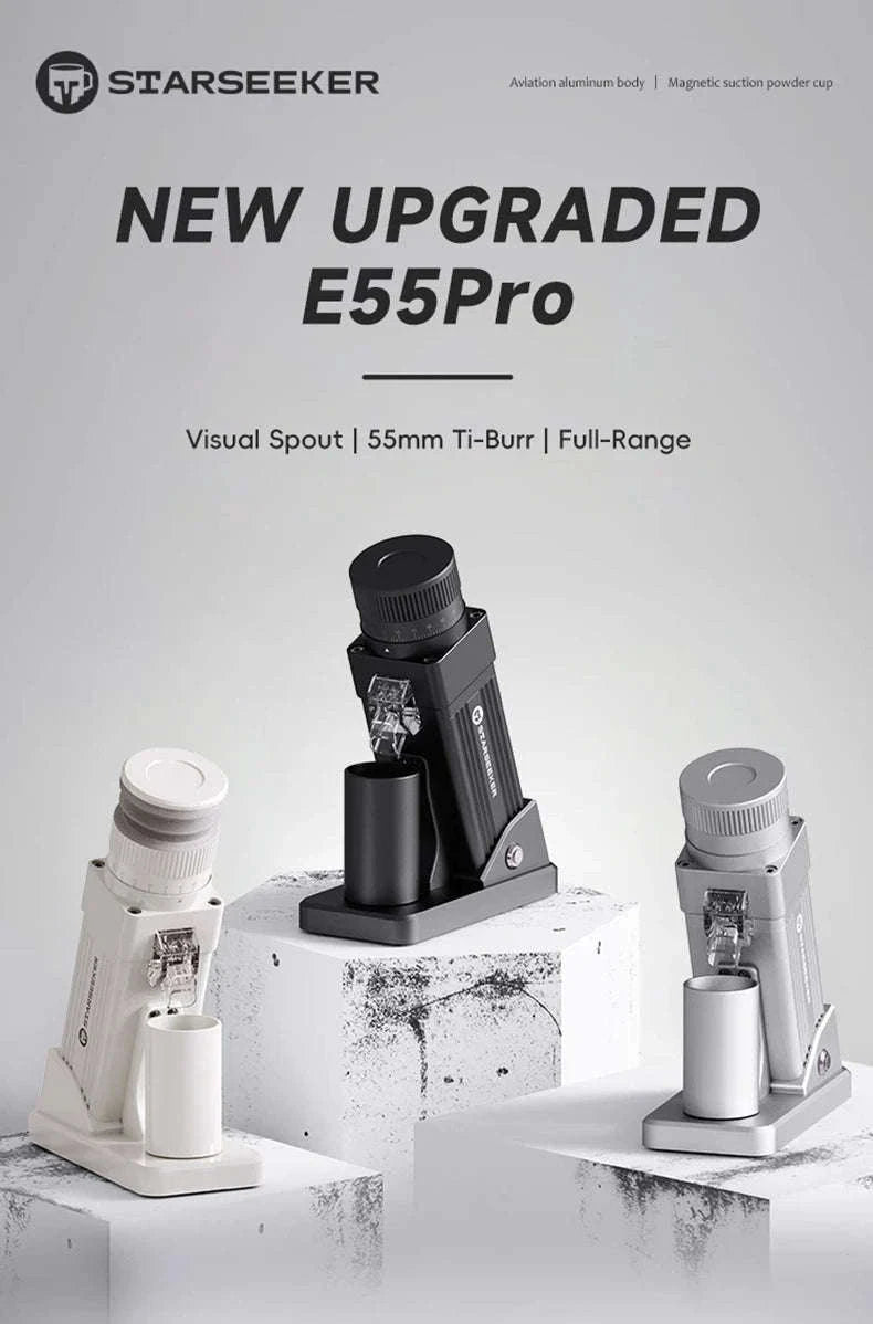 Electric Coffee Grinder E55Pro 55mm Titanium Burr Precision-PRO-white-plasma / Poland / 110V-240V|EU