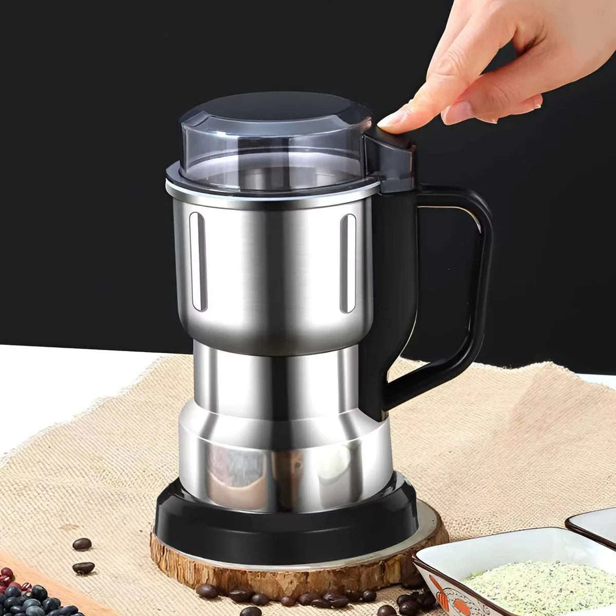 Electric Coffee & Spice Grinder with Stainless Steel Chamber 200g-Silver / United States