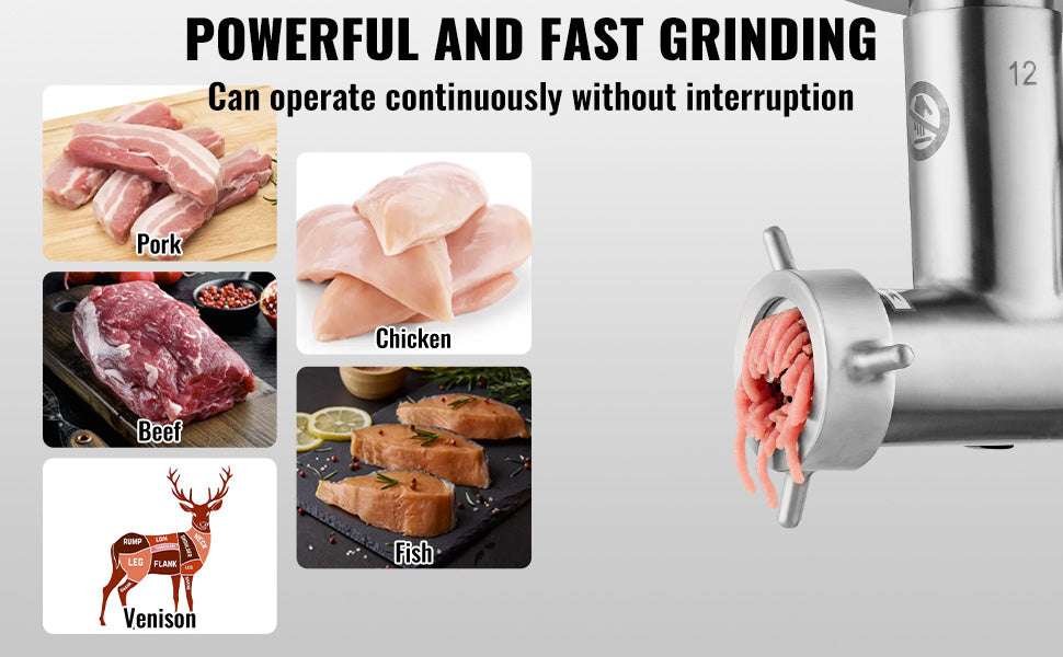 Electric Commercial Meat Grinder 550W Stainless Steel Sausage Maker-9pound 12size / United States