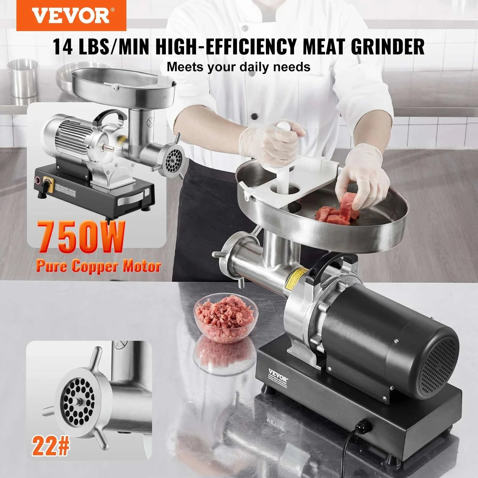 Electric Commercial Meat Grinder 550W Stainless Steel Sausage Maker-9pound 12size / United States