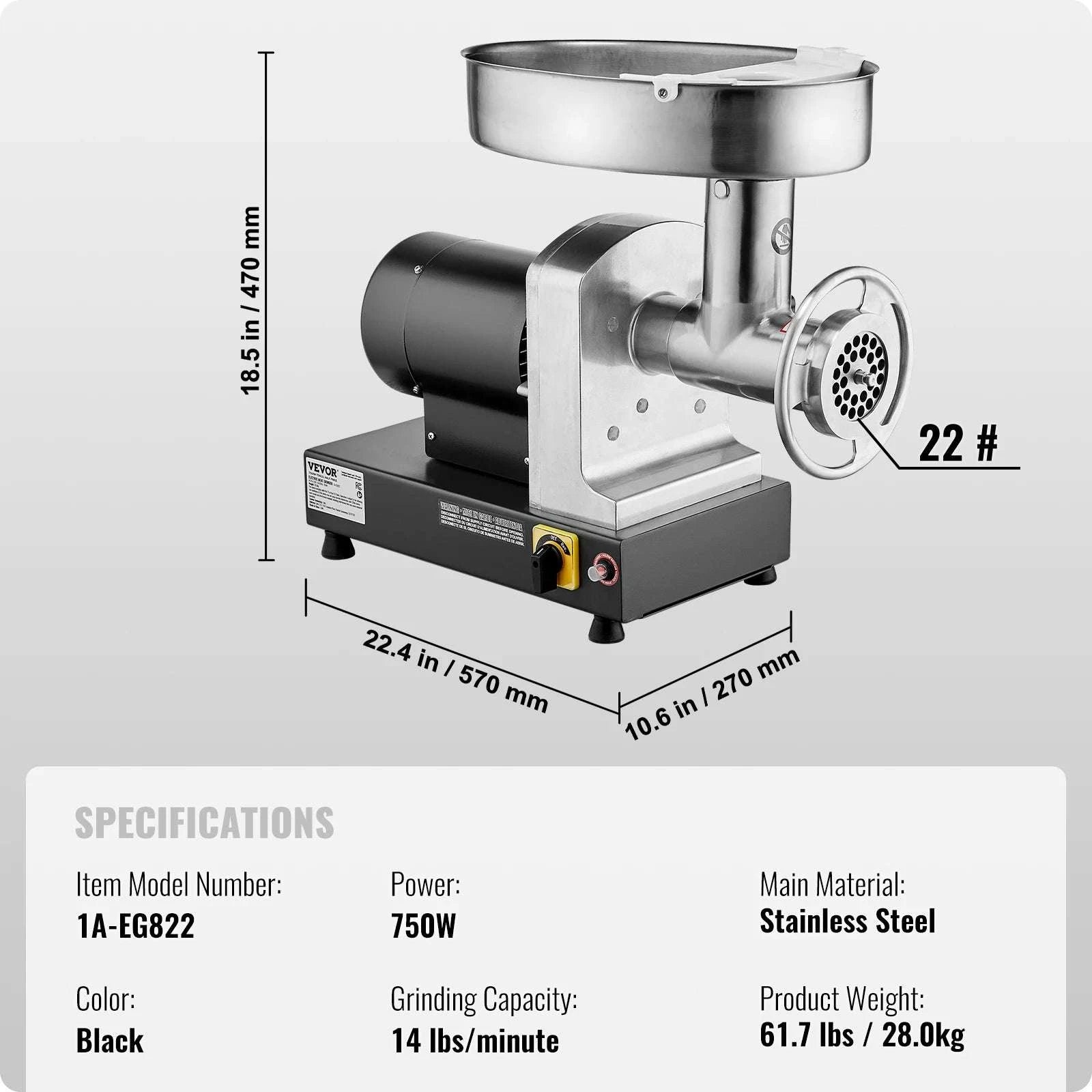Electric Commercial Meat Grinder 550W Stainless Steel Sausage Maker-9pound 12size / United States