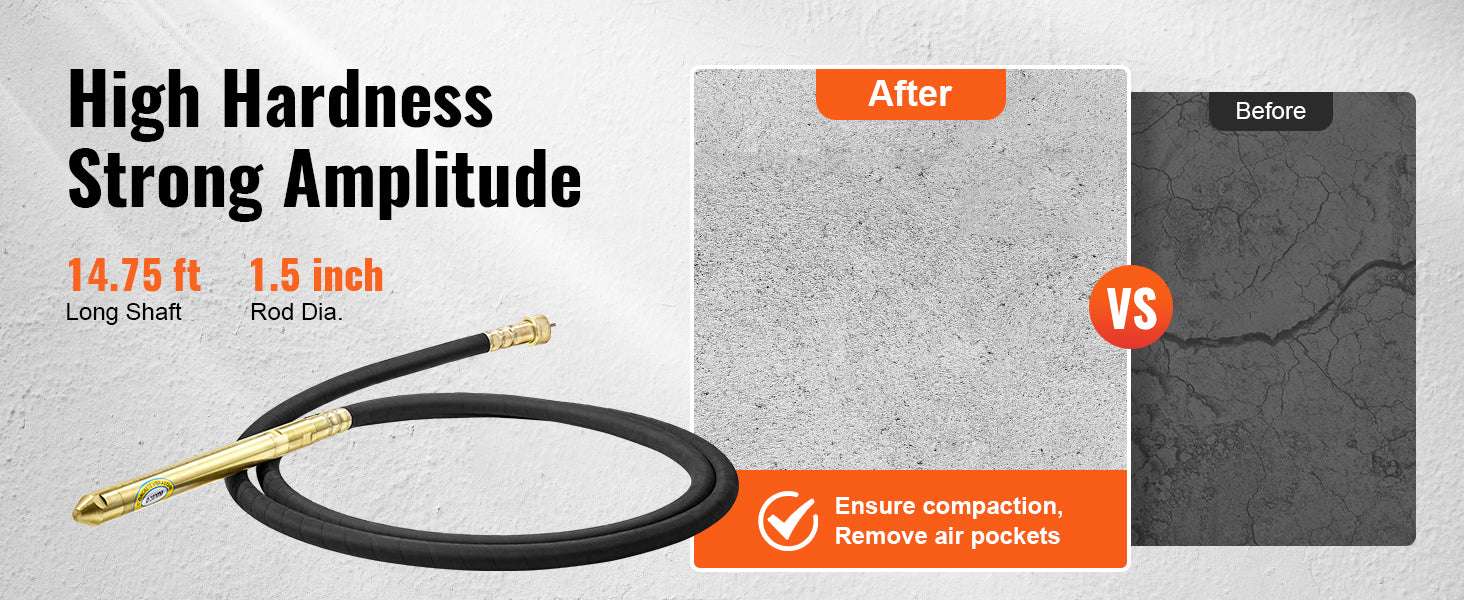 Electric Concrete Vibrator 1500W 16000 VPM with 14.75 ft Shaft-16000VPM110V / United States