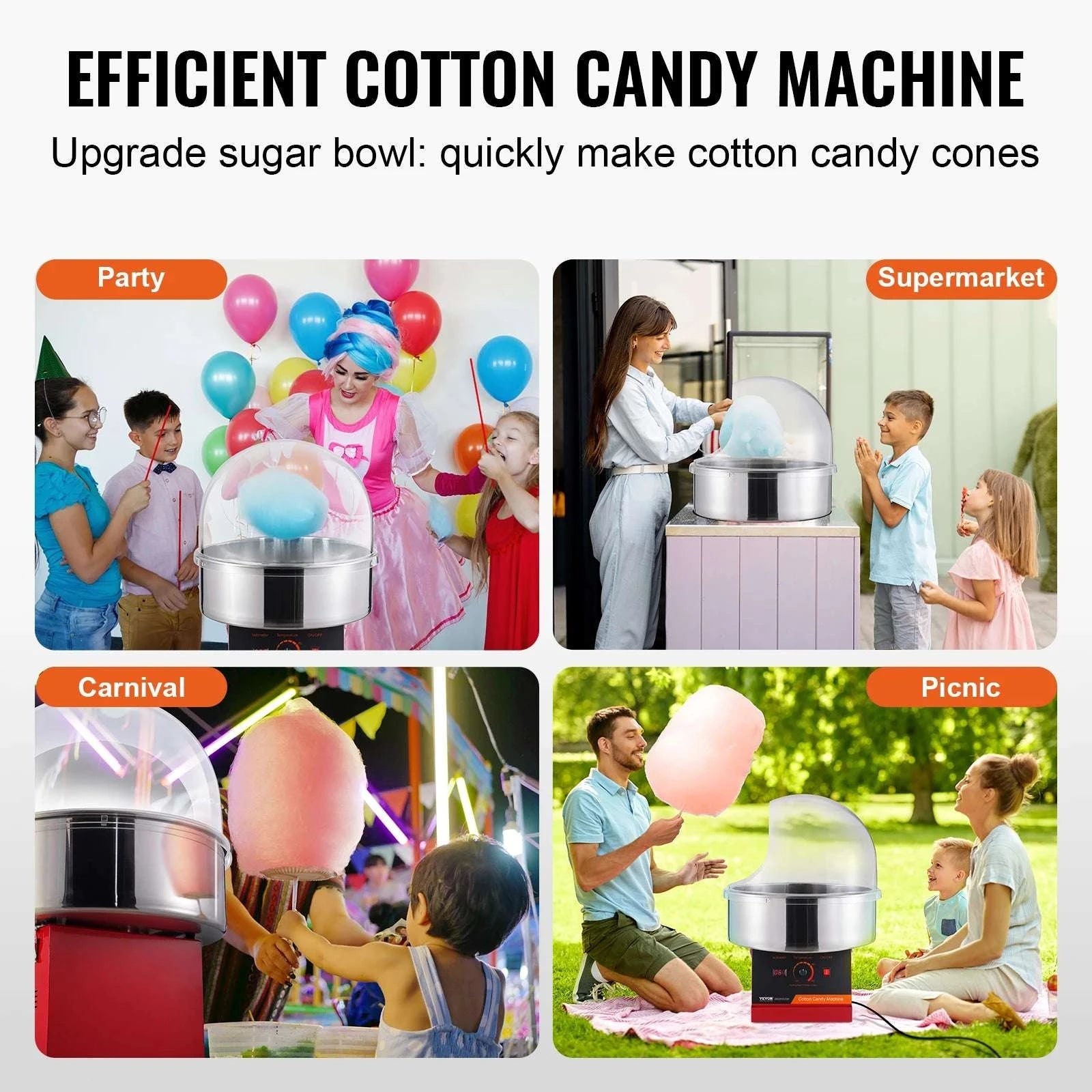 Electric Cotton Candy Machine 1000W Candy Floss Maker with Bowl-red with cover / CZECH REPUBLIC