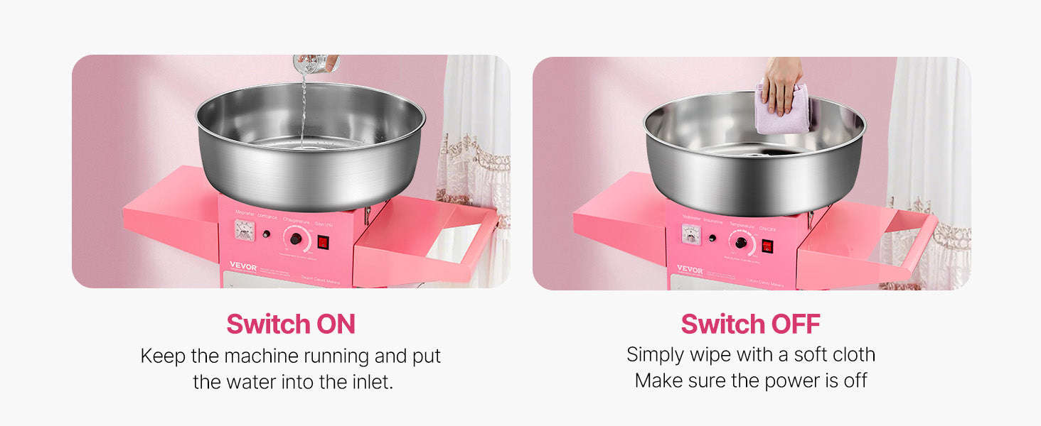 Electric Cotton Candy Machine with Cart and Stainless Steel Bowl-PURPLE / CZECH REPUBLIC