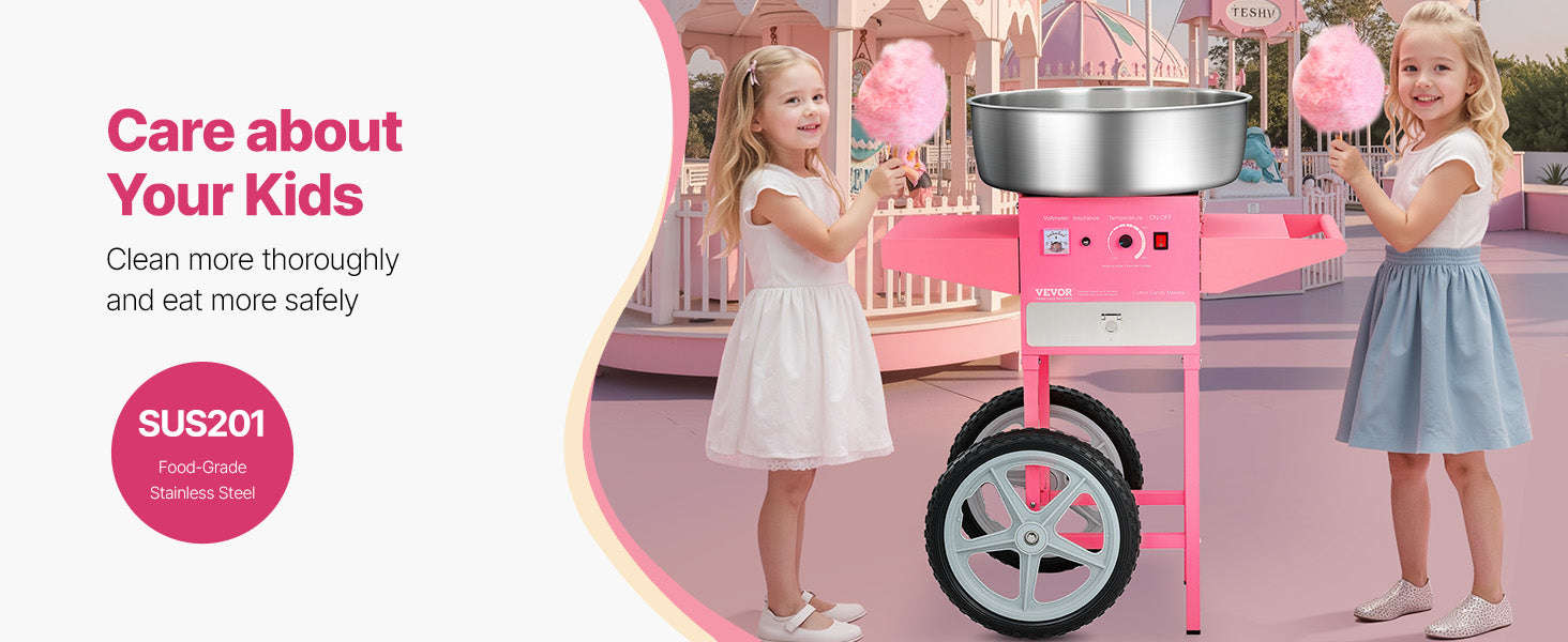 Electric Cotton Candy Machine with Cart and Stainless Steel Bowl-PURPLE / CZECH REPUBLIC