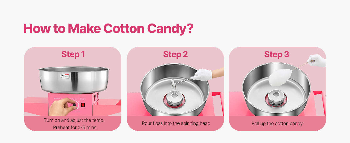 Electric Cotton Candy Machine with Cart and Stainless Steel Bowl-PURPLE / CZECH REPUBLIC